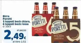 Sigma Angelo poretti birra 5 luppoli bock chiara,6 luppoli bock rossa offerta
