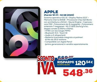 Euronics Apple IPad Air Wi-Fi 64GB (2020) offerta