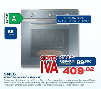 Euronics Smeg SF64M3PZS Forno Forno Elettrico 65 L Argento A offerta