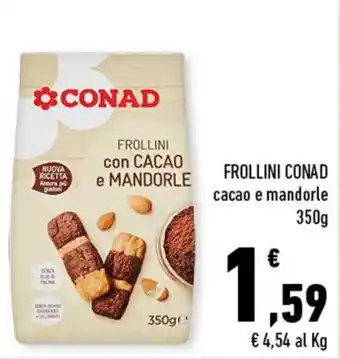 Conad FROLLINI CONAD cacao e mandorle 350g offerta
