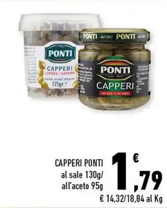 Conad CAPPERI PONTI al sale 130g/ all'aceto 95g offerta