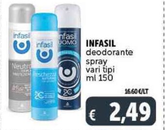 Deco Supermercati infasil deodorante spray vari tipi ml 150 offerta