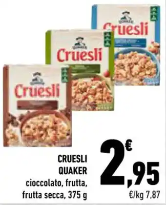 Conad CRUESLI QUAKER cioccolato, frutta, frutta secca, 375 g offerta