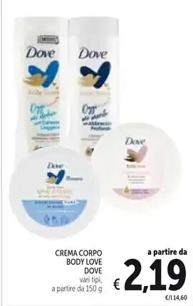 Spazio Conad Dove crema corpo body love offerta