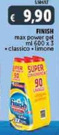 Deco Supermercati Finish max power gel ml 600 x 3 offerta