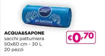 Acqua & Sapone ACQUA&SAPONE sacchi pattumiera 50x60 cm - 30 L 20 pezzi offerta