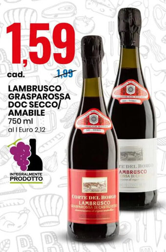 Eurospin LAMBRUSCO GRASPAROSSA DOC SECCO/ AMABILE 750 ml offerta