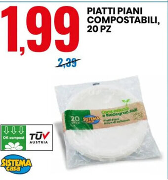 Eurospin PIATTI PIANI COMPOSTABILI, 20 Pz offerta
