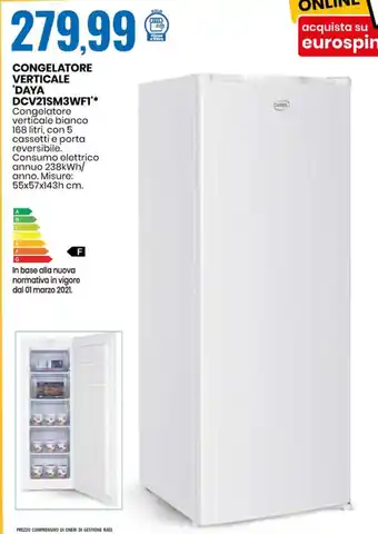 Eurospin CONGELATORE VERTICALE 'DAYA DCV21SM3WF1'* offerta