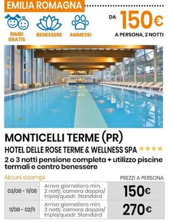 Eurospin MONTICELLI TERME (PR) HOTEL DELLE ROSE TERME & WELLNESS SPA offerta
