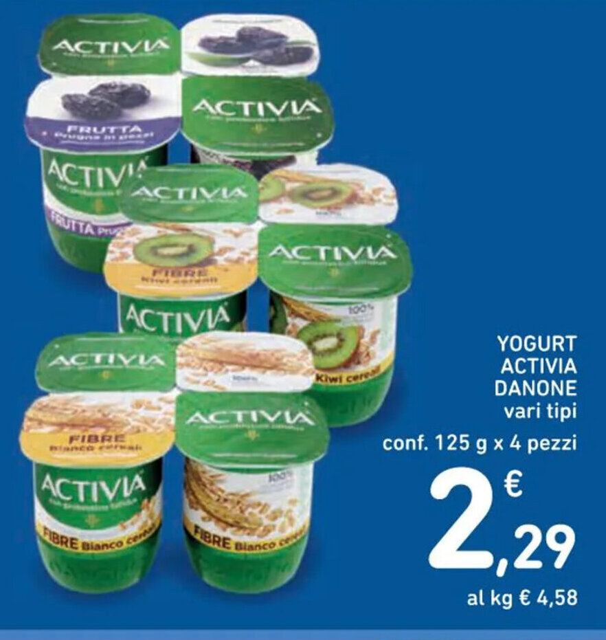 YOGURT ACTIVIA DANONE vari tipi conf. 125 g x 4 pezzi offerta di Spazio