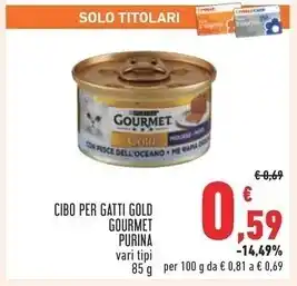 Conad Superstore Purina cibo per gatti gold gourmet offerta