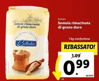 Lidl Belbake semola rimacinata di grano duro offerta