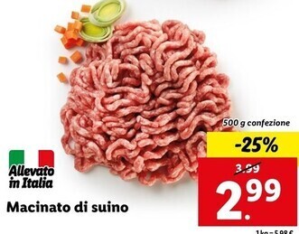 Lidl Macinato di suino offerta