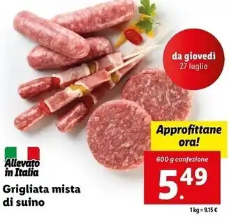 Lidl Grigliata mista di suino offerta
