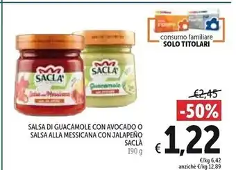 Spazio Conad Saclà salsa di guacamole con avocado offerta