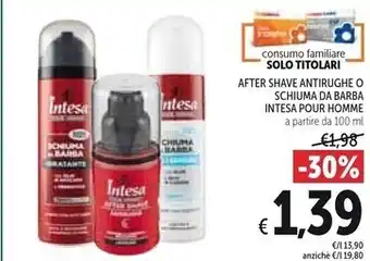 Spazio Conad Intesa after shave antirughe o schiuma da barba pour homme offerta