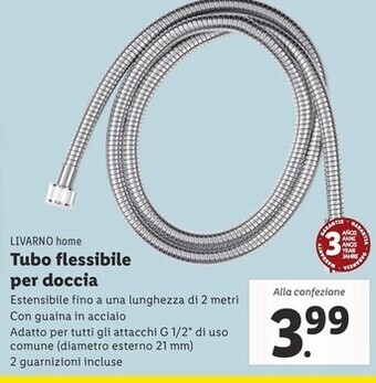 Lidl Livarno home tubo flessibile per doccia offerta