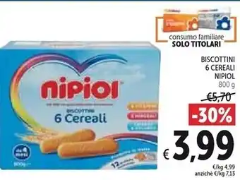 Spazio Conad Nipiol biscottini 6 cereali offerta