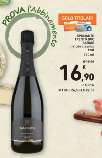 Spazio Conad SPUMANTE TRENTO DOC SARNIS metodo classico brut 750 ml offerta
