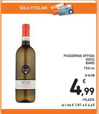 Spazio Conad PASSERINA OFFIDA DOCG BARO 750 ml offerta
