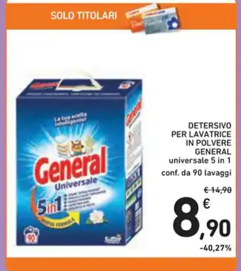 Spazio Conad DETERSIVO PER LAVATRICE IN POLVERE GENERAL universale 5 in 1 conf. da 90 lavaggi offerta