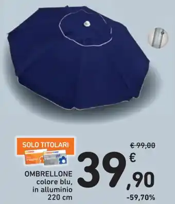 Spazio Conad OMBRELLONE colore blu, in alluminio 220 cm offerta