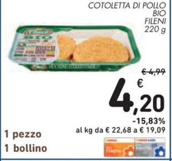 Spazio Conad COTOLETTA DI POLLO BIO FILENI 220 g offerta