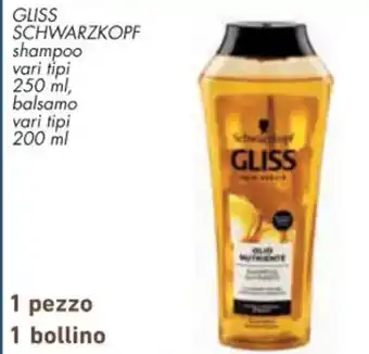 Spazio Conad GLISS SCHWARZKOPF shampoo vari tipi 250 ml, balsamo vari tipi 200 ml offerta