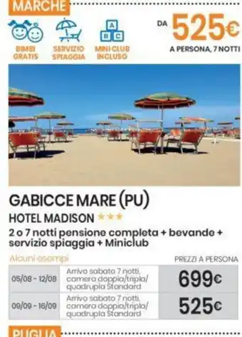 Eurospin GABICCE MARE (PU) HOTEL MADISON *** offerta