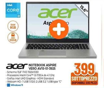 Expert acer NOTEBOOK ASPIRE VERO AV15-51-3925 offerta