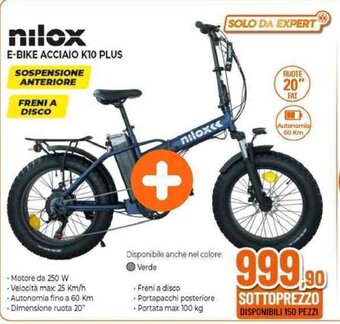 Expert nilox E-BIKE ACCIAIO K10 PLUS offerta