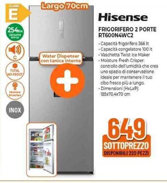 Expert Hisense FRIGORIFERO 2 PORTE RT600N4WC2 offerta