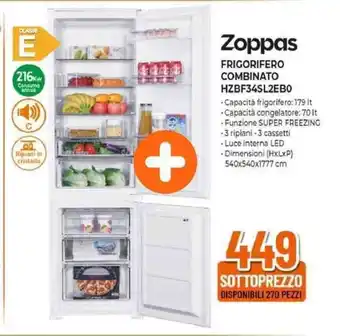 Expert Zoppas FRIGORIFERO COMBINATO HZBF34SL2EBO offerta