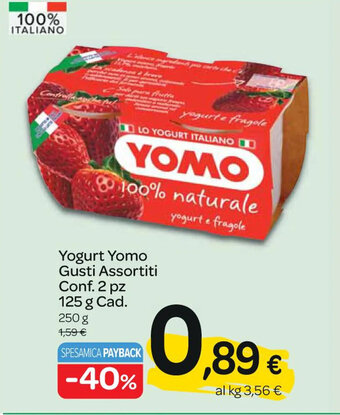 Carrefour Express Yogurt Yomo Gusti Assortiti Conf. 2 pz 125 g Cad. 250 g offerta