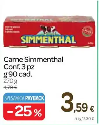 Carrefour Express Carne Simmenthal Conf. 3 pz g 90 cad. 270g offerta