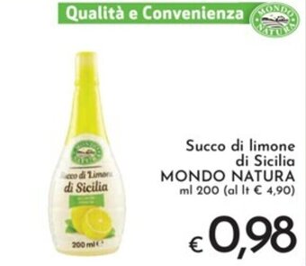 Succo di limone di Sicilia MONDO NATURA ml 200