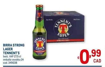 BIRRA STRONG LAGER TENNENT'S bott. VAP 27,5 cl