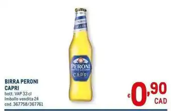 Metro BIRRA PERONI CAPRI bott. VAP 33 cl offerta
