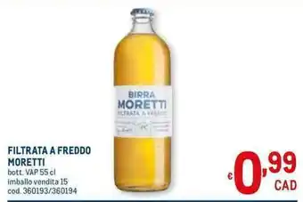 Metro FILTRATA A FREDDO MORETTI bott. VAP 55 cl offerta