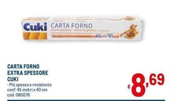 Metro CARTA FORNO EXTRA SPESSORE CUKI offerta