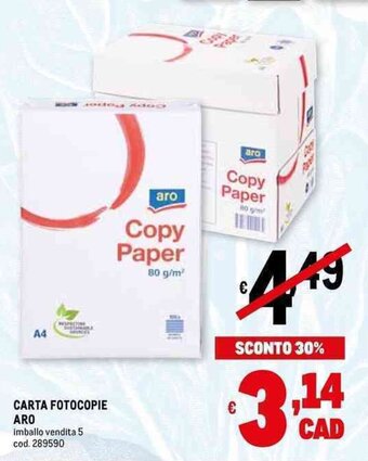 Metro CARTA FOTOCOPIE ARO offerta