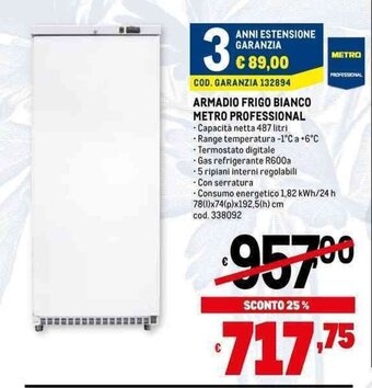 Metro ARMADIO FRIGO BIANCO METRO PROFESSIONAL offerta