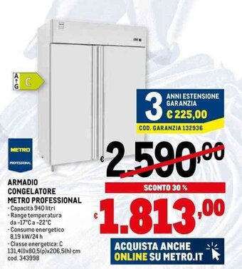 Metro ARMADIO CONGELATORE METRO PROFESSIONAL offerta