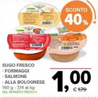 Todis SUGO FRESCO - FORMAGGI - SALMONE - ALLA BOLOGNESE 140 g offerta
