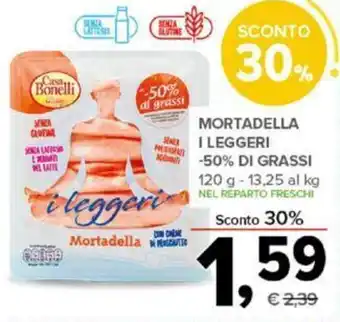 Todis MORTADELLA I LEGGERI M-50% DI GRASSI 120 g offerta