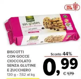 Todis BISCOTTI CON GOCCE CIOCCOLATO SENZA GLUTINE E ZUCCHERO 130 g offerta