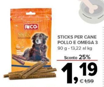 Todis STICKS PER CANE POLLO E OMEGA 3 90 g offerta