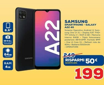 Euronics Samsung Galaxy A22 4G offerta