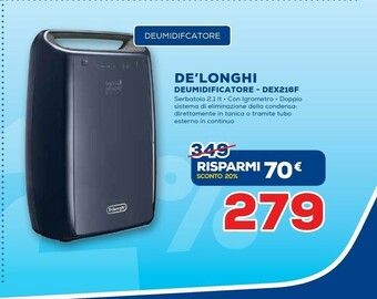Euronics DeLonghi DEX216F 2,1 L 37 DB Blu offerta